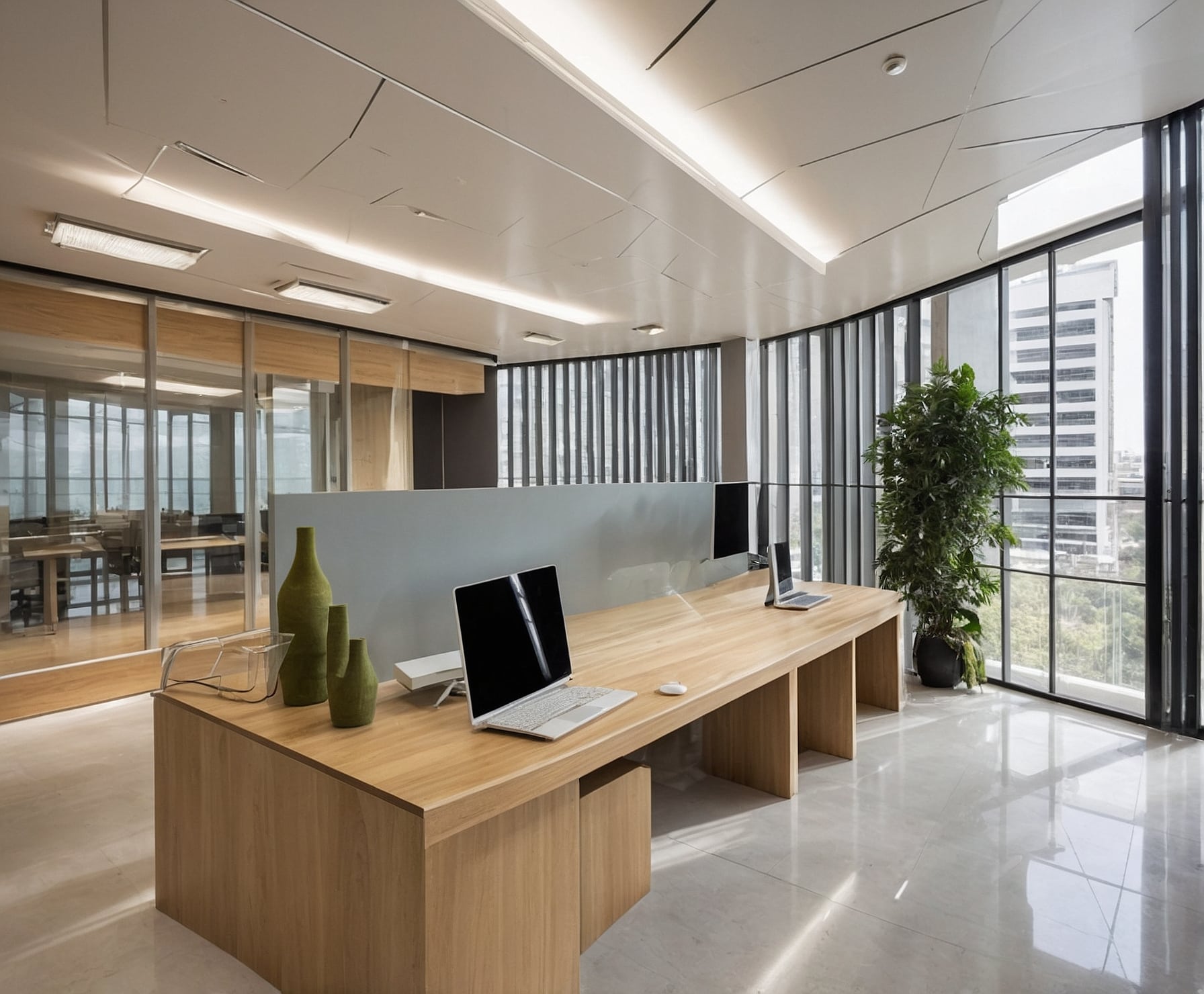 Renovación de oficinas con tecnología y diseño.